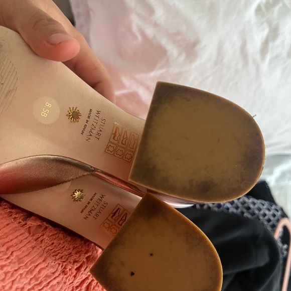 Stuart weitzman block heels size 8.5 rose gold - Picture 11 of 14